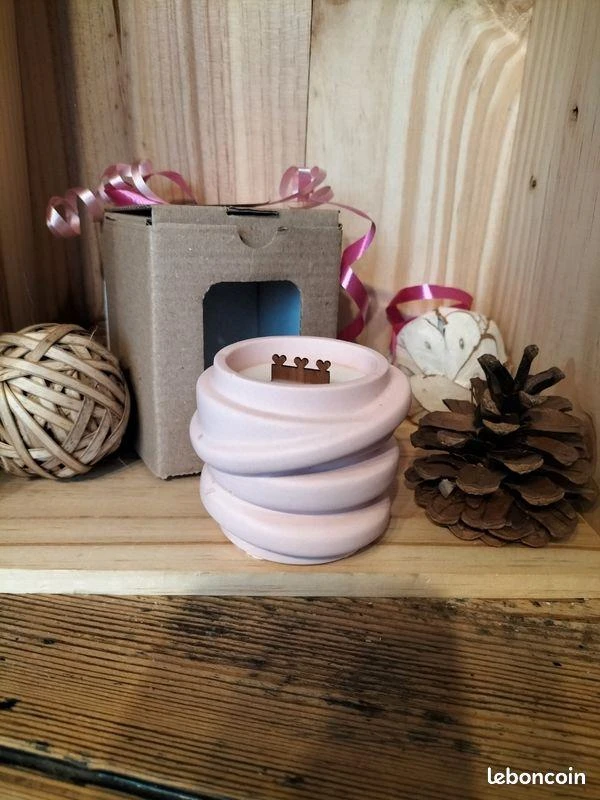 Linda panela em jesmonite feita à mão e vela ame soeur rosa nova – photo 2